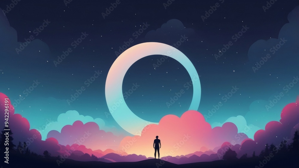 sky with moon and stars