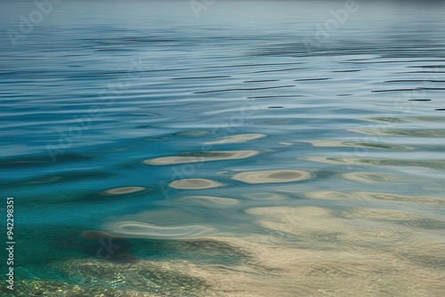 Radiant Bay Water Surface with Gentle Ripples and Soft Illumination on Transparent Waters