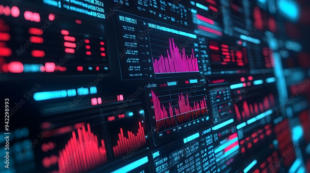 Futuristic Technology Interface with Data and Graphs Futuristic Technology Interface with Data and Graphs