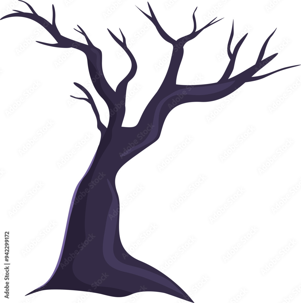 Spooky bare tree with twisted branches is reaching for the night sky Spooky bare tree with twisted branches is reaching for the night sky