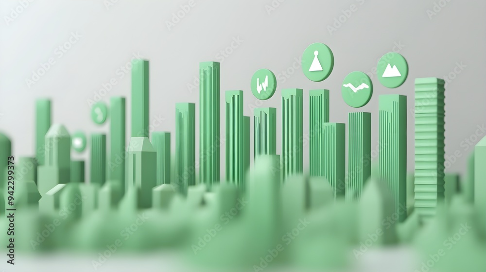 Green Cityscape, Abstract Architecture, 3D Illustration Green Cityscape, Abstract Architecture, 3D Illustration