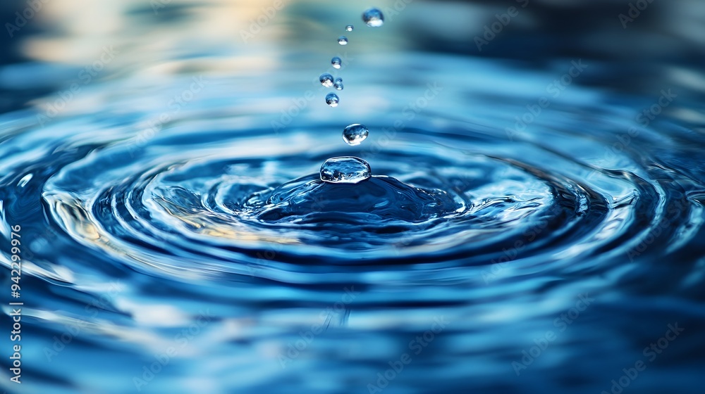 Water Droplet Impact Macro Photography Blue Ripples