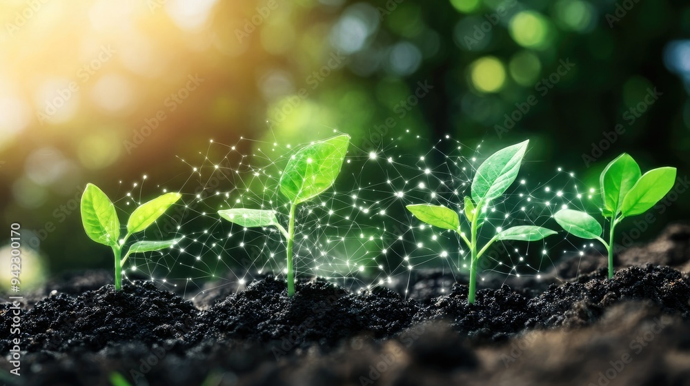 Conceptual of tech plant growth Conceptual of tech plant growth