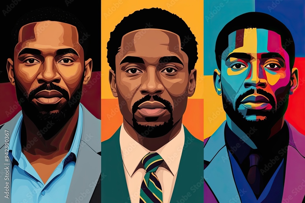 Contemporary Abstract Portraits Honoring Black Male Identity and Heritage Contemporary Abstract Portraits Honoring Black Male Identity and Heritage
