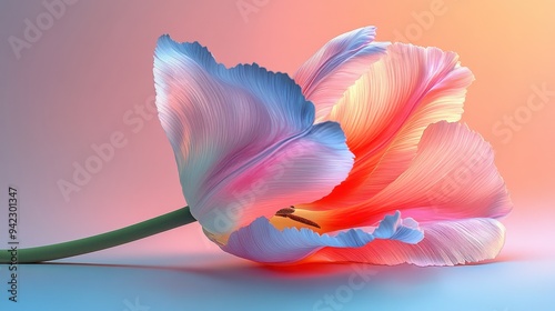 Pink and Blue Tulip Flower Close Up Macro Photography