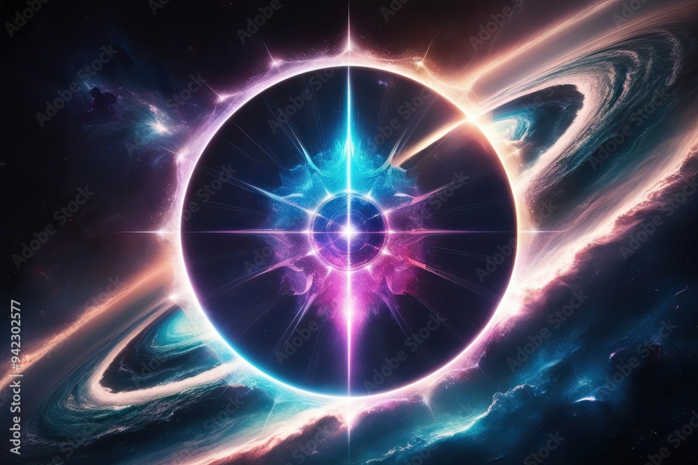 Fototapeta premium Galactic Tides: Enchanting Celestial Melodies and Ethereal Reality Experiences