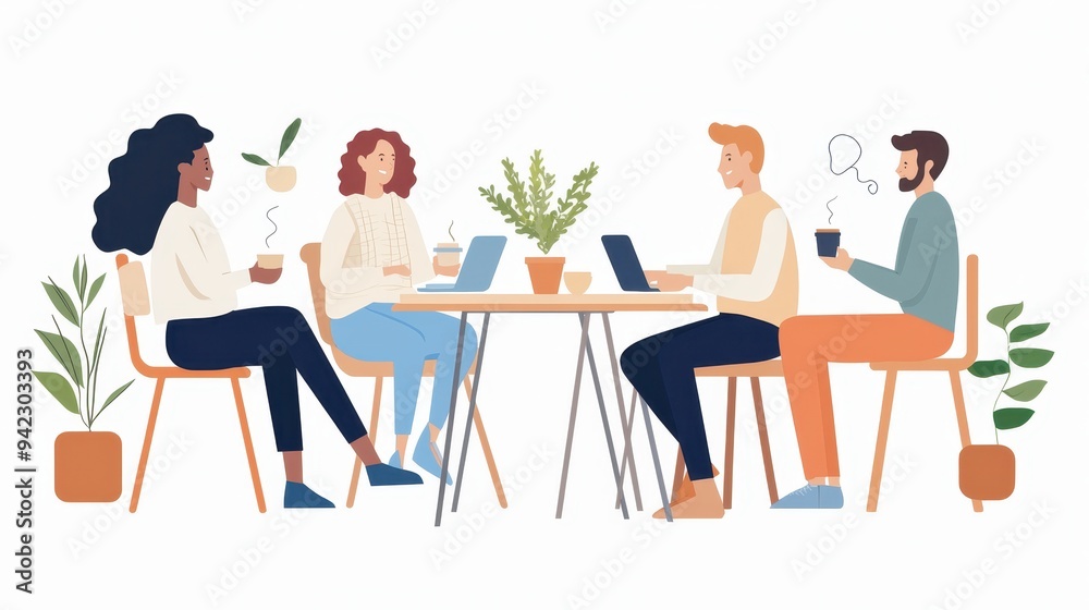 Diverse Group of People Working Together at a Table Diverse Group of People Working Together at a Table