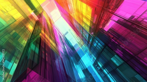 Abstract architecture in vibrant digital hues