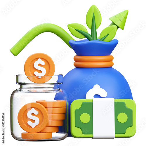 3d render mutual funds icon illustration