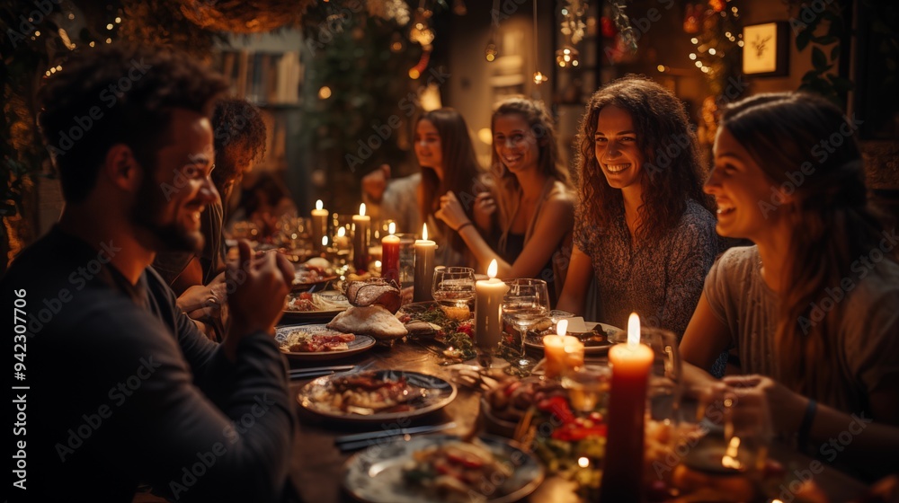 Joyous Holiday Meal with Friends. Joyous Holiday Meal with Friends.