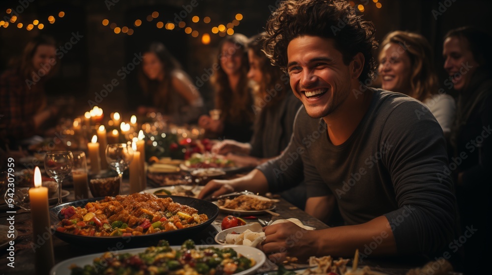 Joyous Holiday Meal with Friends. Joyous Holiday Meal with Friends.