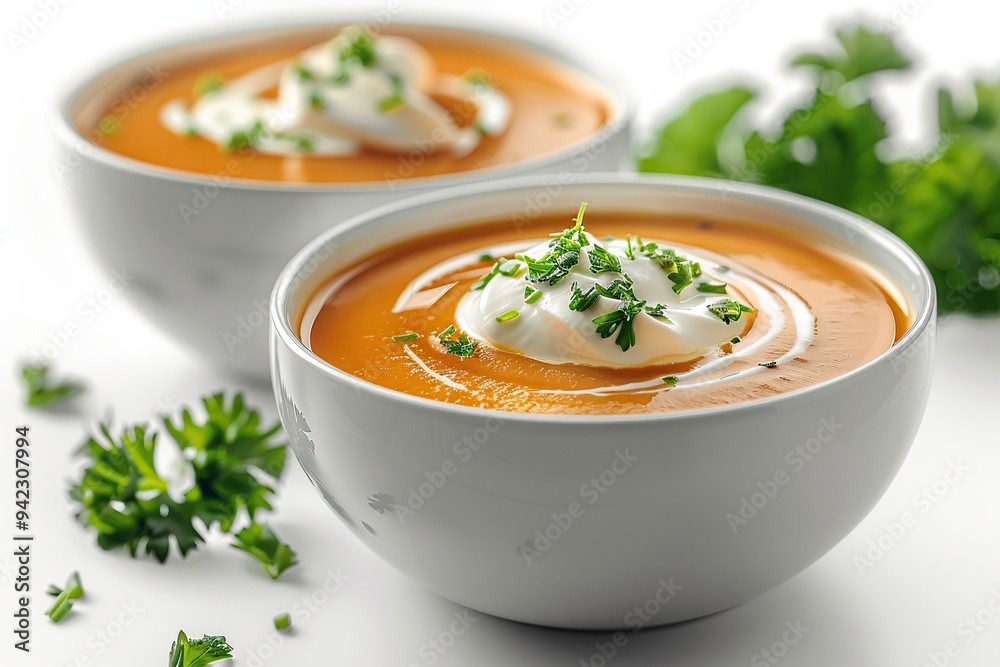 Creamy Pumpkin Soup with Parsley Garnish Creamy Pumpkin Soup with Parsley Garnish