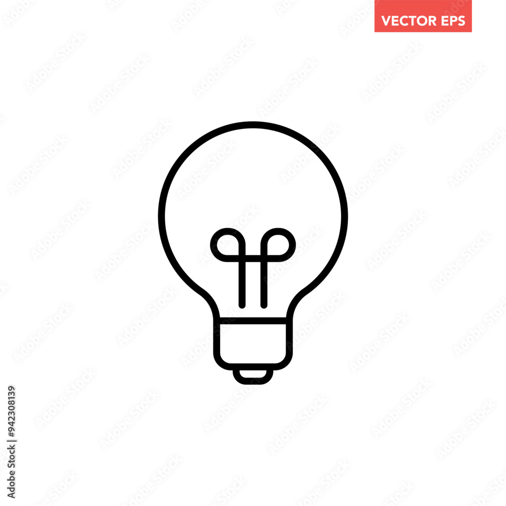 Single light bulb line icon, simple idea flat design illustration pictogram, infographic vector for app ads web banner button ui interface elements isolated on white background Single light bulb line icon, simple idea flat design illustration pictogram, infographic vector for app ads web banner button ui interface elements isolated on white background