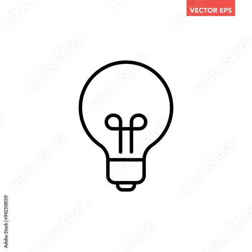 Single light bulb line icon, simple idea flat design illustration pictogram, infographic vector for app ads web banner button ui interface elements isolated on white background