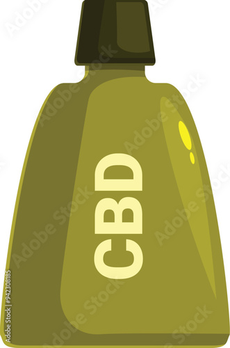Green bottle with a black cap is filled with cbd oil, offering a natural approach to wellness and relaxation