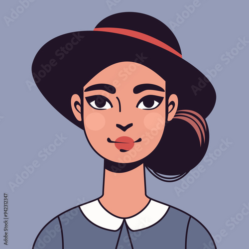 Portret kobiety na jasnym tle. Avatar do mediów społecznościowych. Różnorodność. Ilustracja wektorowa w stylu kreskówkowym.