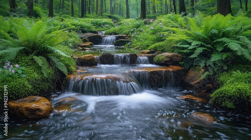 Serene Waterfall in a Lush Forest