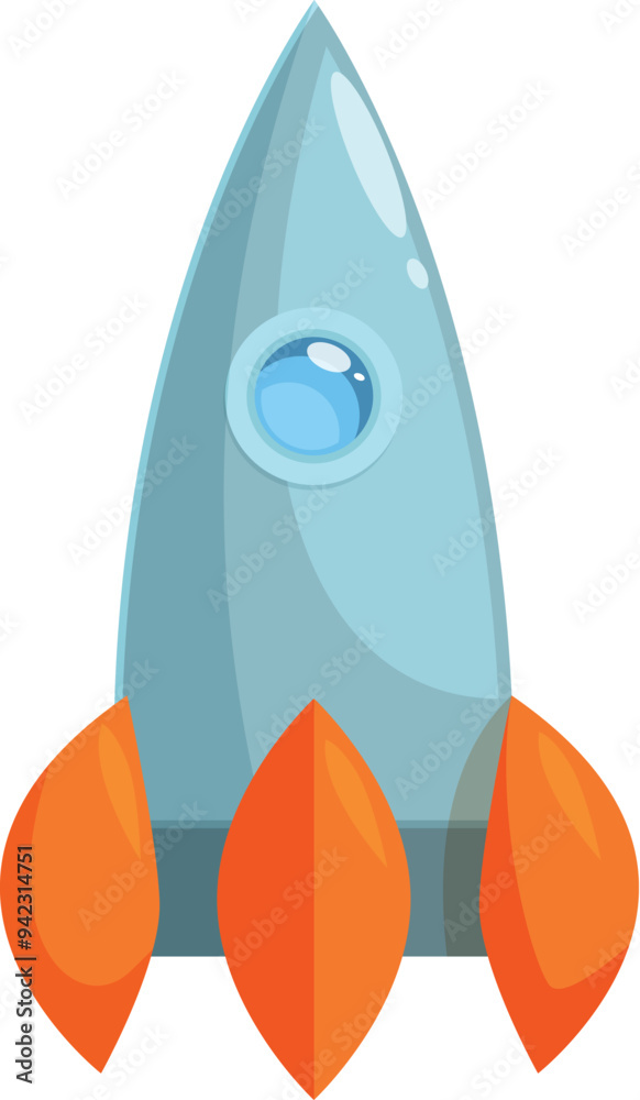 Cartoon rocket ship flying up in the air, with fire blasting from its engine Cartoon rocket ship flying up in the air, with fire blasting from its engine