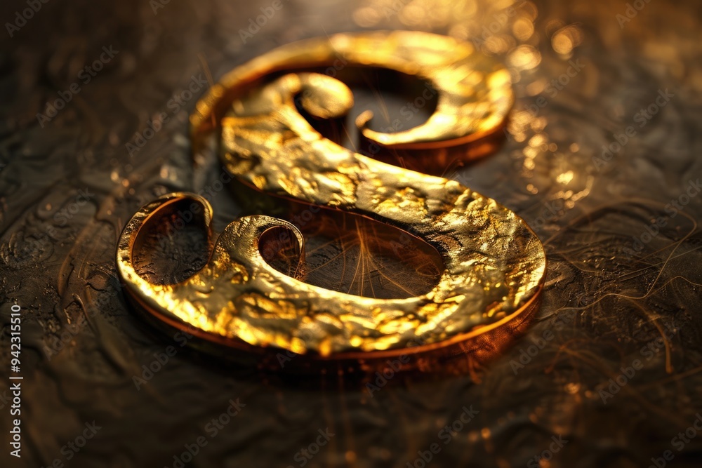 A single golden letter S on a shiny metallic surface, suitable for use in branding or design projects A single golden letter S on a shiny metallic surface, suitable for use in branding or design projects