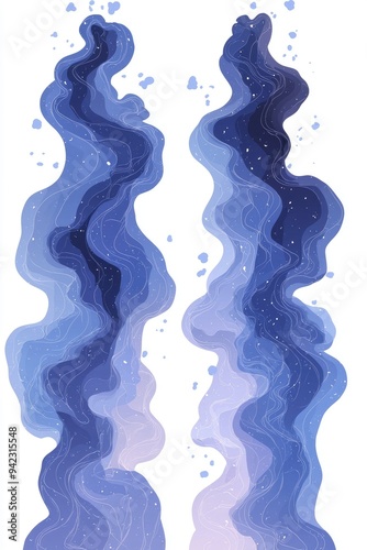 Abstract Blue and Purple Swirls with White Background