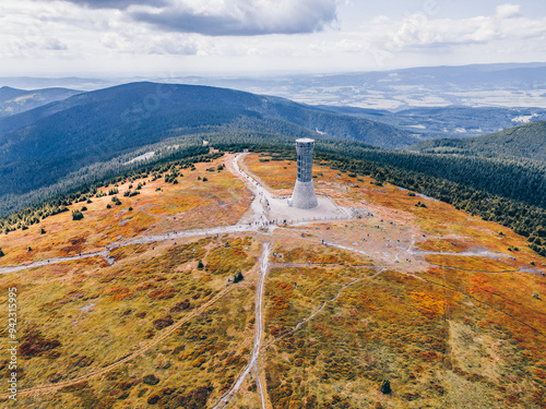 Snieznik mountain in Poland Czech Republic border - view from a drone