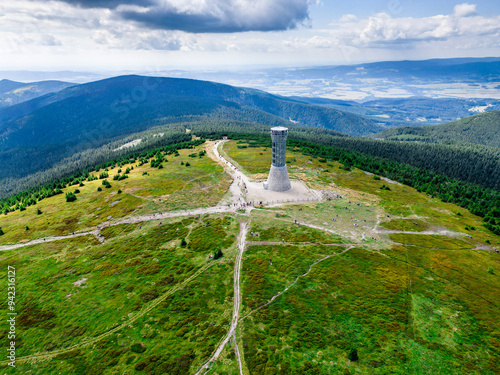 Snieznik mountain in Poland Czech Republic border - view from a drone