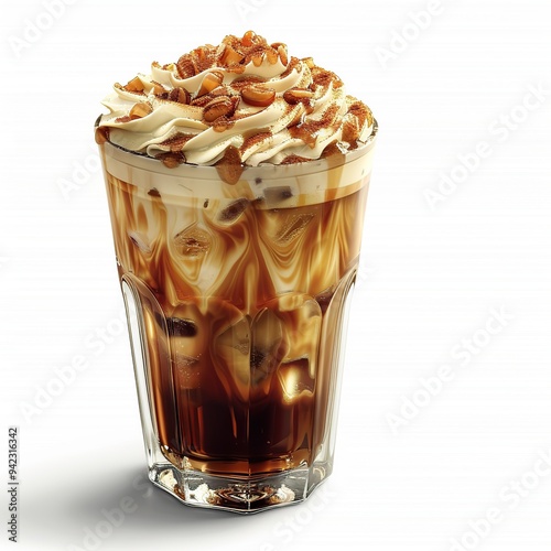 Iced Coffee with Whipped Cream and Caramel Drizzle