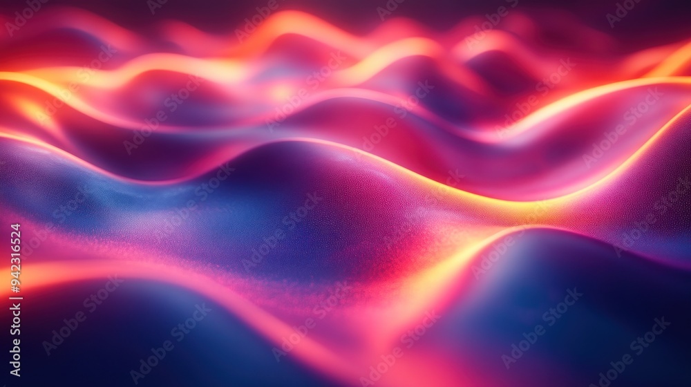 Abstract Wavy Neon Landscape