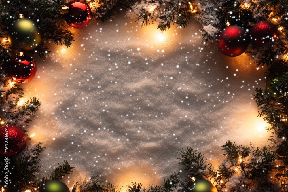 Festive Christmas New Year border. Xmas background and frame composition. Christmas banner and web poster Festive Christmas New Year border. Xmas background and frame composition. Christmas banner and web poster