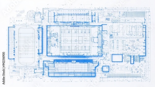 Blueprint Architectural Design Plan for Sports Complex
