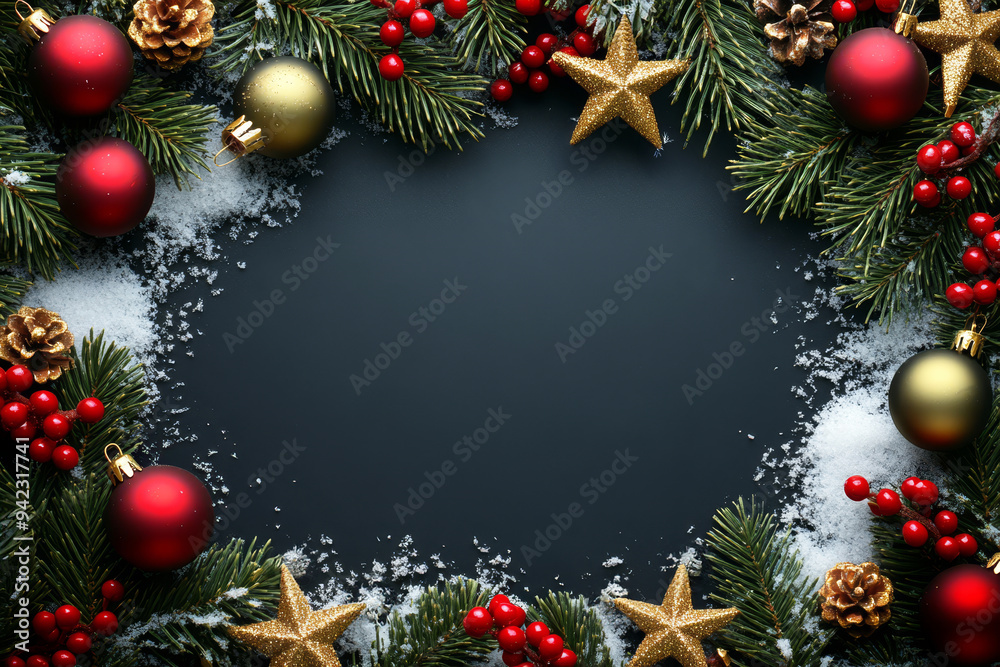 Festive Christmas New Year border. Xmas background and frame composition. Christmas banner and web poster Festive Christmas New Year border. Xmas background and frame composition. Christmas banner and web poster