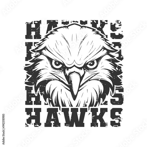 Hawks Illustration Clip Art Design Shape. Mascot Silhouette Icon Vector.