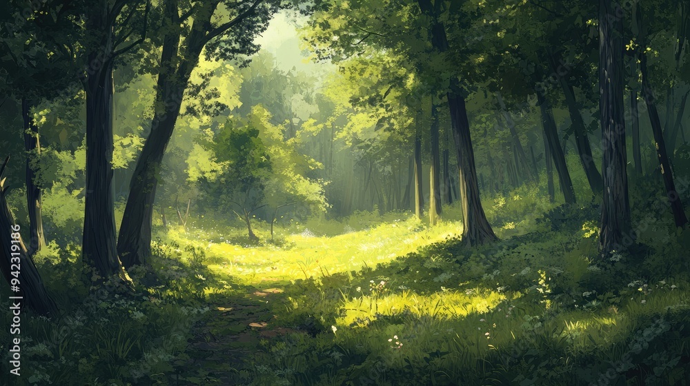 Obraz premium Verdant forests in peaceful ambiance