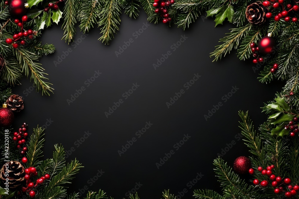 Festive Christmas New Year border. Xmas background and frame composition. Christmas banner and web poster Festive Christmas New Year border. Xmas background and frame composition. Christmas banner and web poster