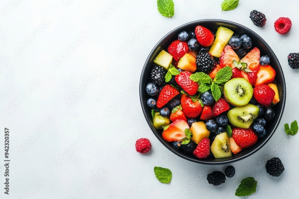 Fruit salad with strawberries, blueberries, and kiwi in a bowl on a white background-gigapixel-hq-scale-6_00x Fruit salad with strawberries, blueberries, and kiwi in a bowl on a white background-gigapixel-hq-scale-6_00x