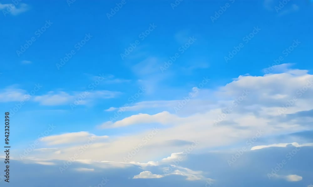 A serene sky filled with soft clouds against a bright blue backdrop. A serene sky filled with soft clouds against a bright blue backdrop.