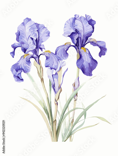 blue iris isolated on white