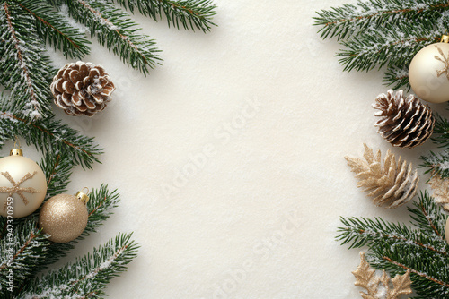 Festive Christmas New Year border. Xmas background and frame composition. Christmas banner and web poster