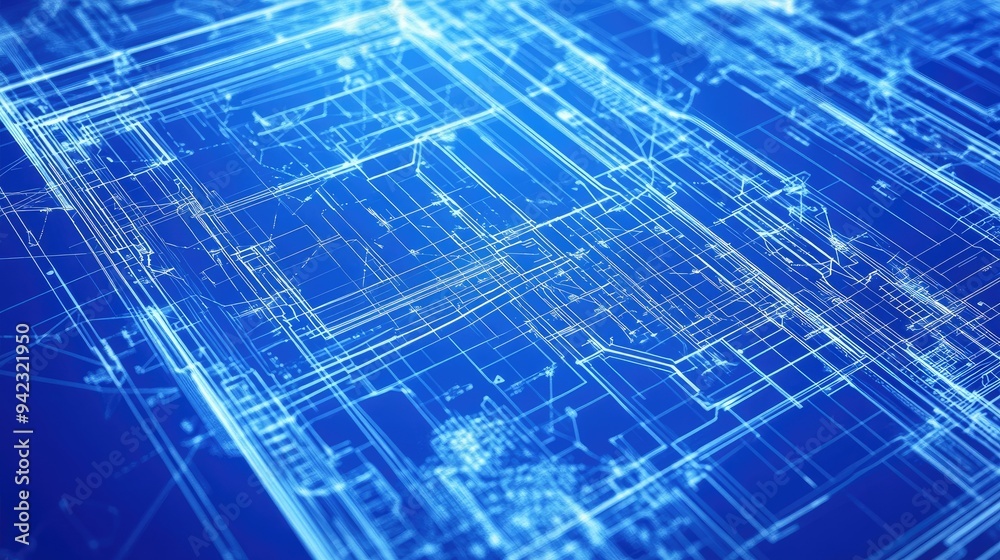Architectural blueprint merging with technology Architectural blueprint merging with technology