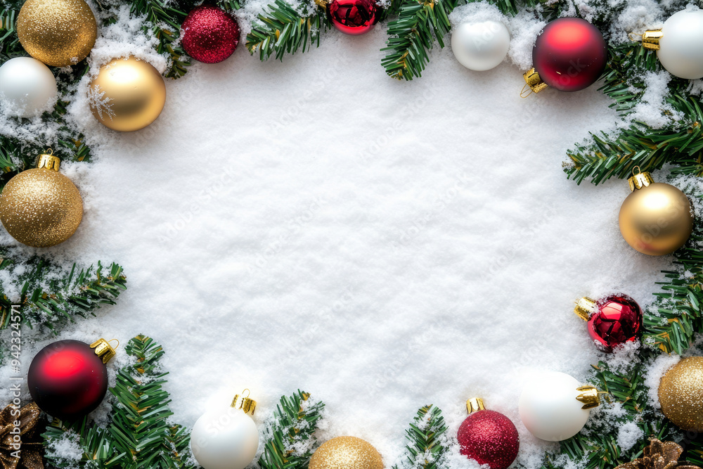Festive Christmas New Year border. Xmas background and frame composition. Christmas banner and web poster Festive Christmas New Year border. Xmas background and frame composition. Christmas banner and web poster