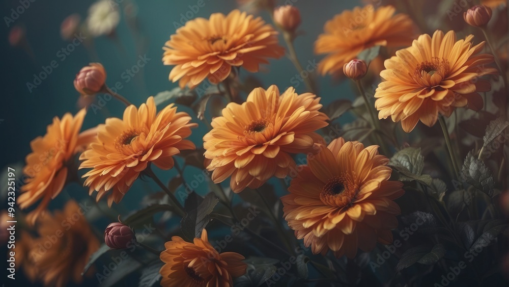Obraz premium Vintage flowers in dark shades