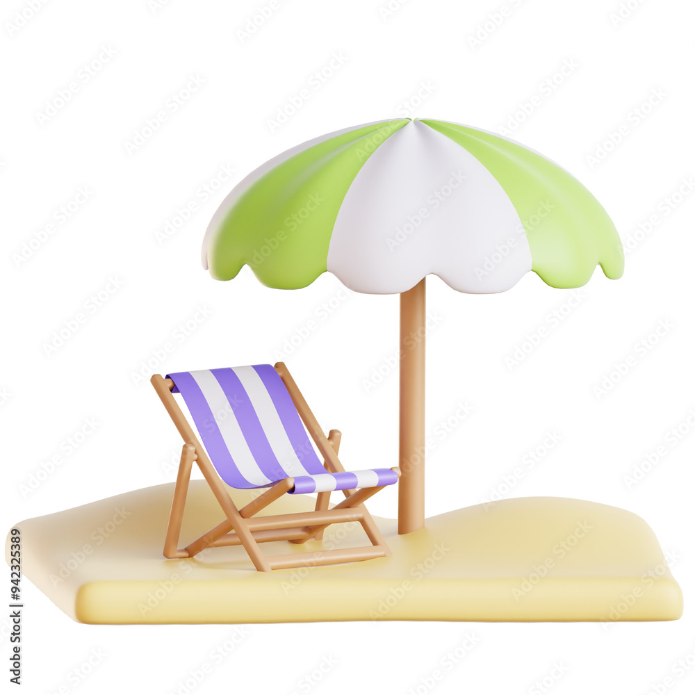 3d summer icon illustration. 3d rendering icons for summer vacation, holiday, travel, journey, tourism, booking, business and time to travel concept.