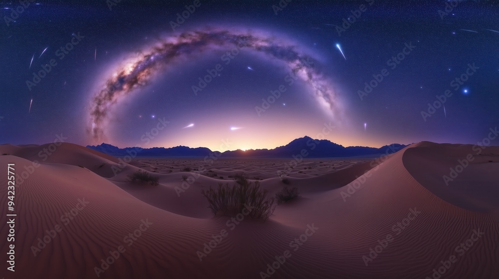 A beautiful night sky with a large arc of stars and a large circle of stars. Concept of wonder and awe at the vastness of the universe A beautiful night sky with a large arc of stars and a large circle of stars. Concept of wonder and awe at the vastness of the universe
