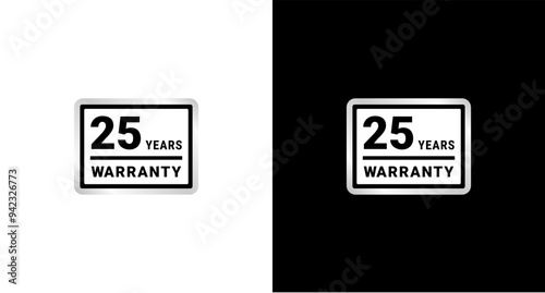 25 years warranty label or 25 years warranty sign vector isolated. The best 25 years warranty label for product packaging design element and more.