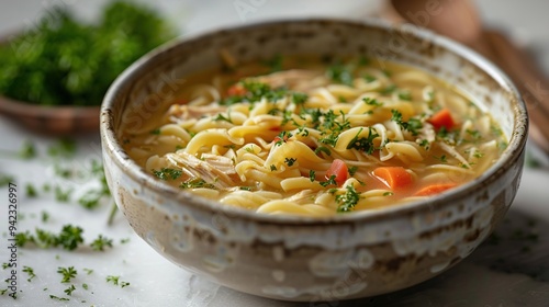 Homemade Chicken Noodle Soup in Bowl