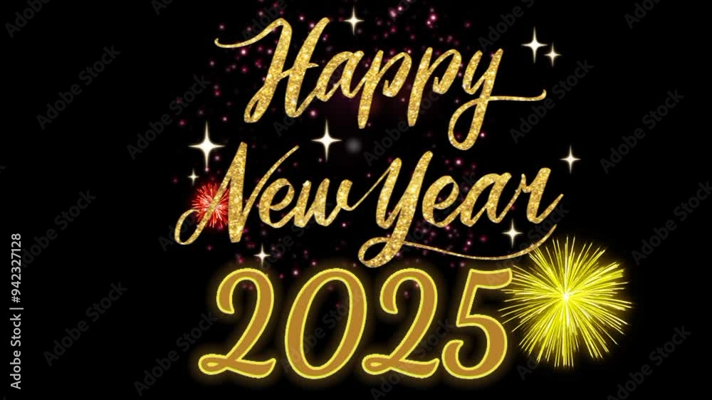 2025 Happy New Year. New year 2025 animated video with firework background 4k 2025 Happy New Year. New year 2025 animated video with firework background 4k