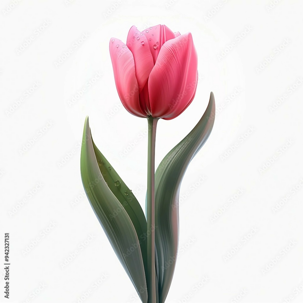 Fototapeta premium A pink flower with a green stem
