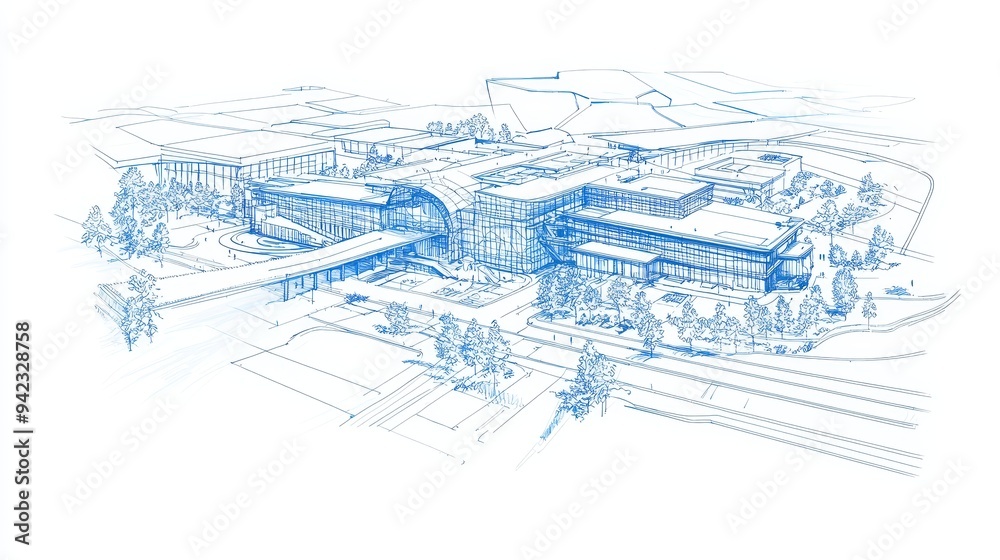 Modern Building Architectural Sketch Blueprints Modern Building Architectural Sketch Blueprints