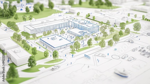 Architectural Model of Building and Surroundings