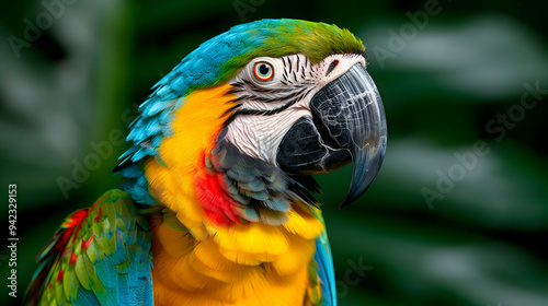 Close Vibrant Military Macaw.